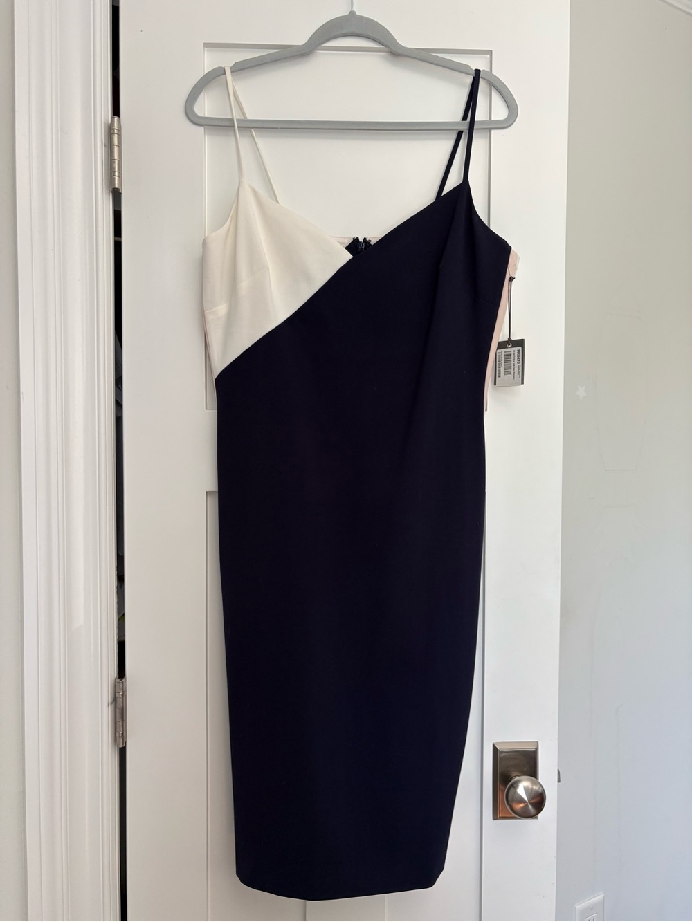 Vince Camuto Black and White Diagonal Slip Midi Dress